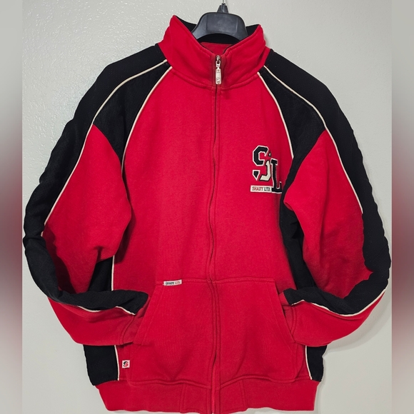 Shady Ltd. Red Black Full Zip Track Jacket Sweatshirt Mens 2XL